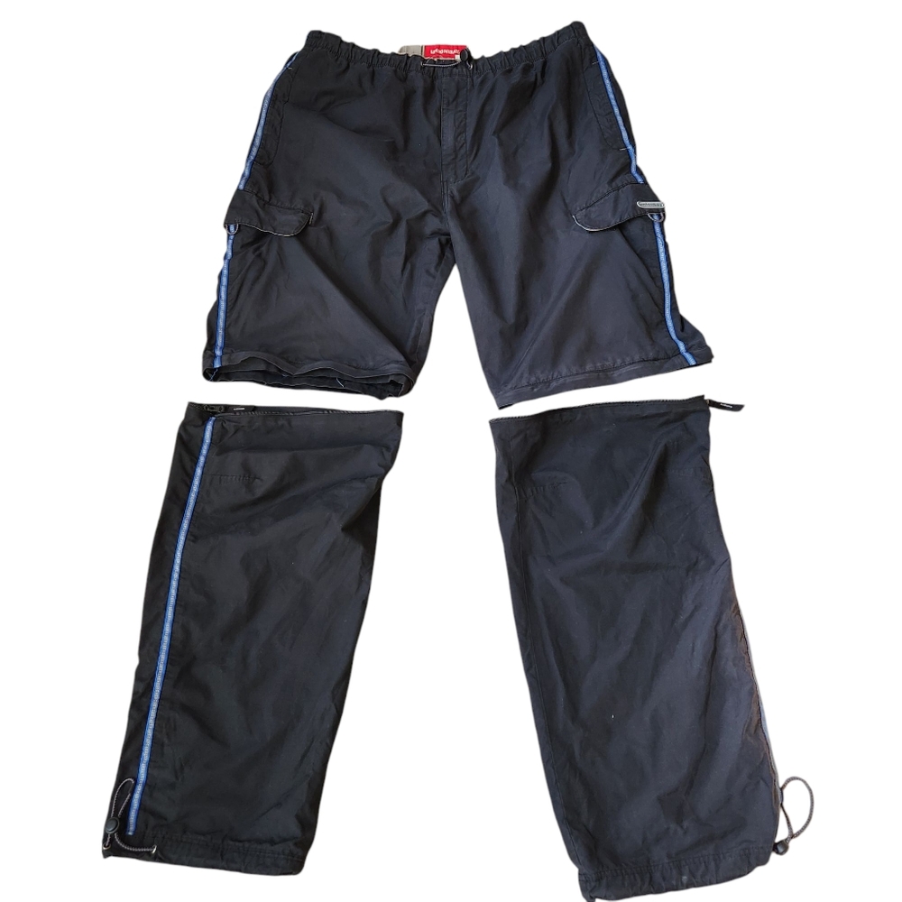 Vintage Y2K Black Union Bay Parachute Pants Convertible Baggy Skater Size XL